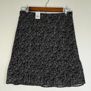 Loft Petite Heart Tiered Skirt Black Chiffon Romantic Small NWT